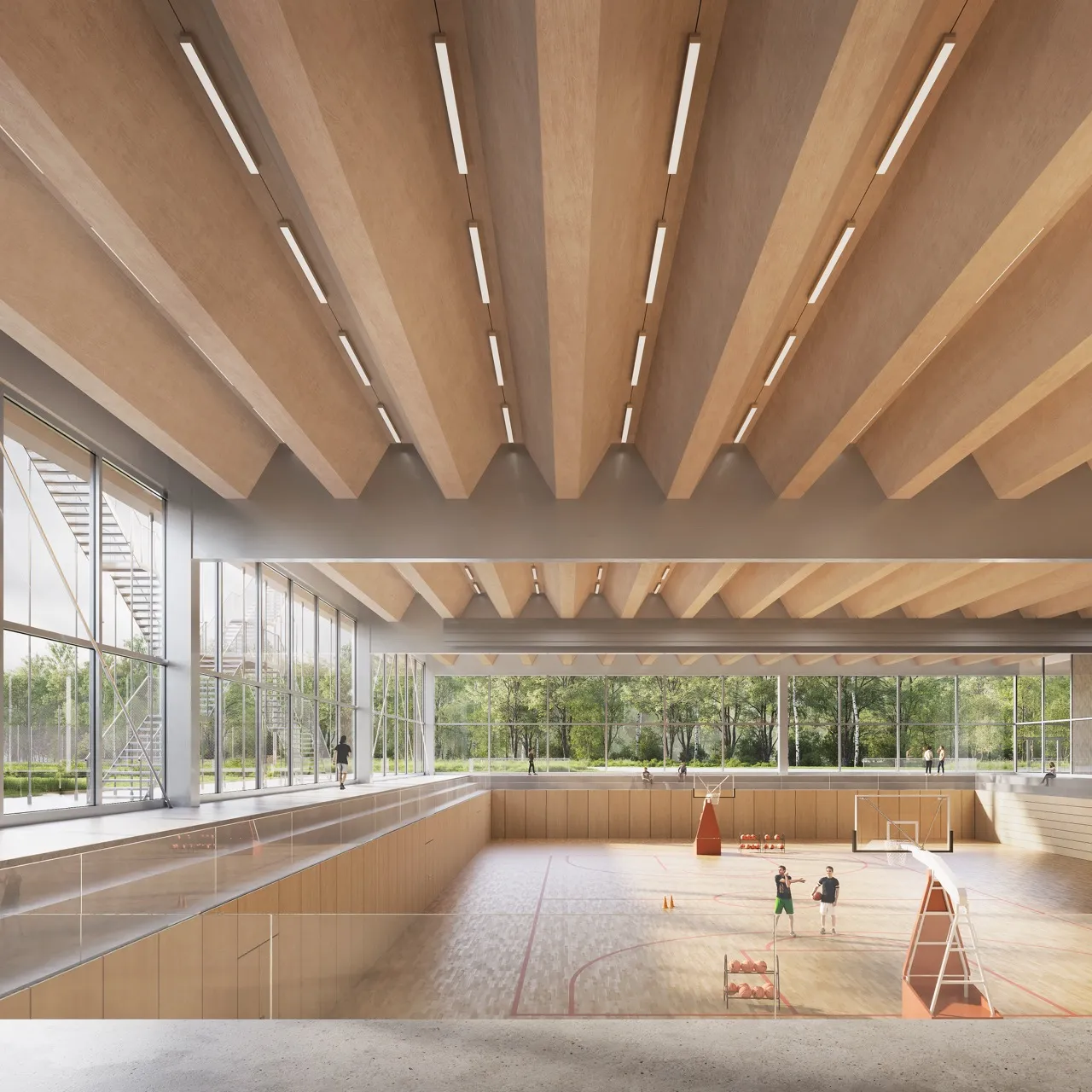 Visualization of Sports center complex prepared with Lukas Ingold Architecture (2024) by Atelier Lumen