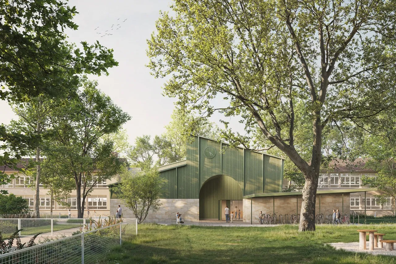 Visualization of School renovation prepared with Éjo cooperative (2024) by Atelier Lumen