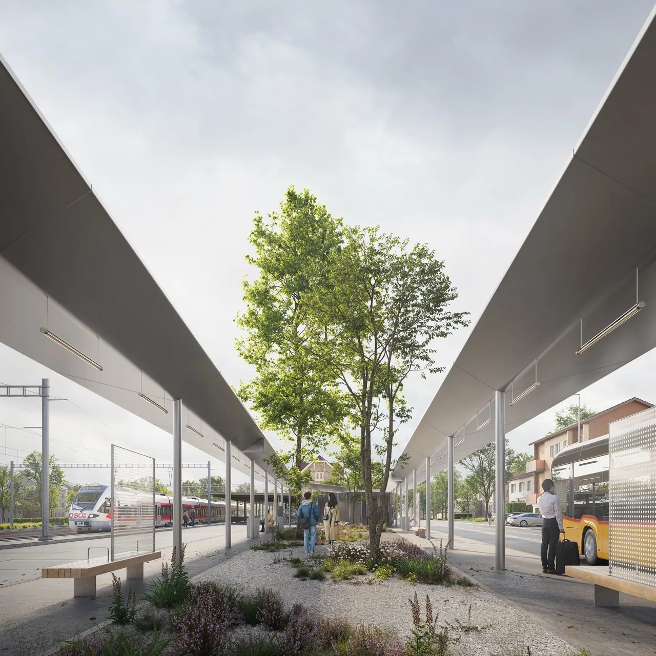 Visualization of Bus station reorganization and redesign prepared with Lukas Ingold Architecture (2025) by Atelier Lumen