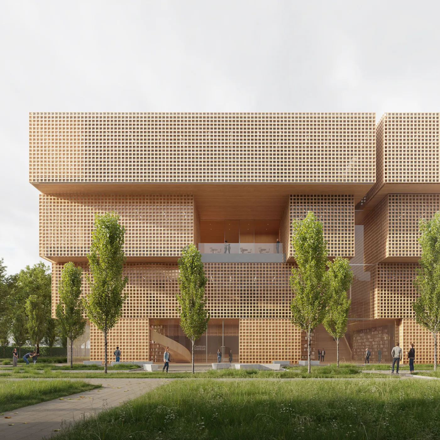 Visualization of New public library prepared with P2PA (2025) by Atelier Lumen